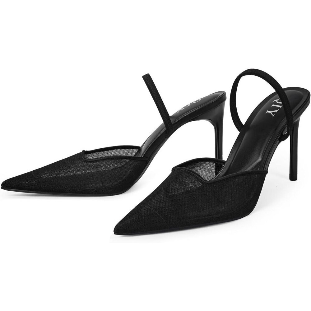 Mesh Heels for Women Pumps Closed Pointed Toe High Heels Stiletto Dress Shoes - Picture 7 of 9